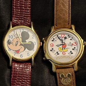 Lorus Quartz Vintage Disney Mickey Mouse Watch Lot Of 2